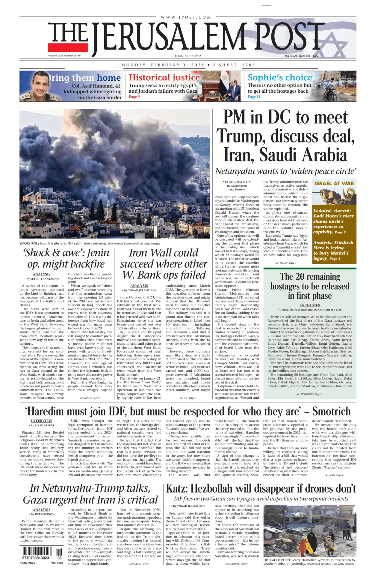 Prima-pagina-the jerusalem post-edizione-di-oggi-03-02-2025